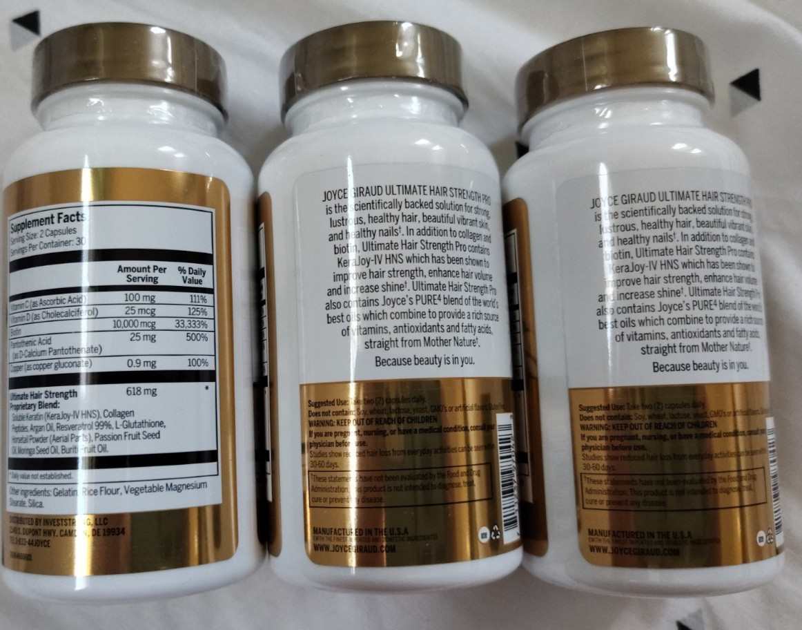 LOT of 3 Joyce Giraud Ultimate Hair Strength Pro Supplement  90 Day Supply 12/26