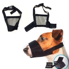 Pet Dog Mesh Mouth Muzzle Grooming Mask Nylon Bark Bite Chewing Adjustable Bk