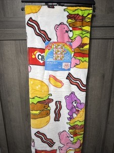New Care Bears 50" x 70" Care Bear Hamburger & Hotdog Throw Blanket On Hanger