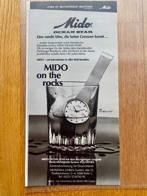 Mido on the rocks Ocean Star 1984 Vintage Watch Ad Werbung Reklame