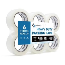 Heavy Duty Packing Tape, 6 Rolls 1.88" x 60 Yards Clear Shipping Packag...