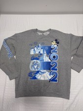 Disney Land Sweatshirt Adult Medium Gray Blue Crewneck Fleece 2022 Mickey Castle