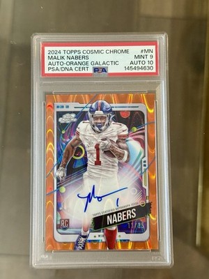 Topps 2024 Cosmic Chrome Malik Nabers RC Auto Orange Galactic /25 PSA 9 #CCA-MN
