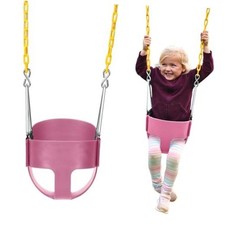Heavy-Duty High Back Full Bucket Toddler Swing Seat Coated Chains Fully Pink