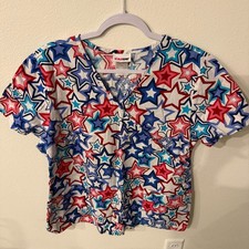 Scrubstar Uniform Scrub Top Patriotic Stars S/S Large Q-50