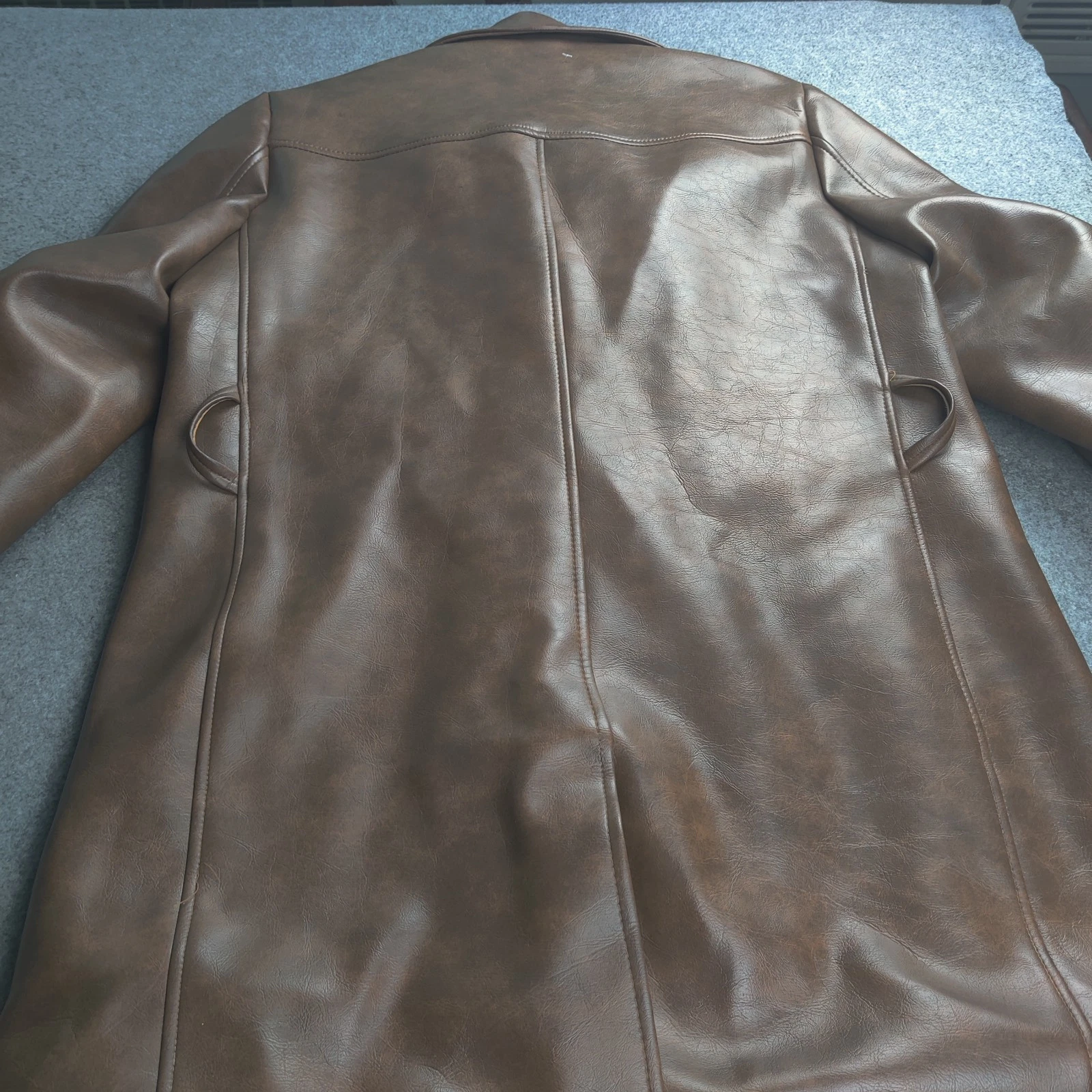Vintage Le Sauvage Faux Leather Jacket  Men 40 Brown Disco Mob 70s Barnstormer image 5