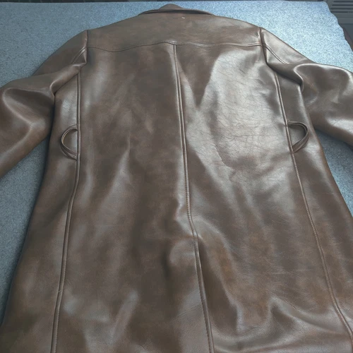Vintage Le Sauvage Faux Leather Jacket  Men 40 Brown Disco Mob 70s Barnstormer image 5