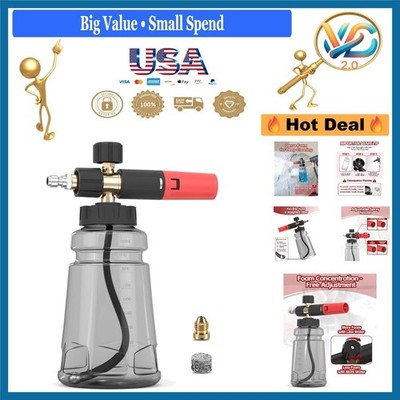 Pressure Washer Foam Cannon 1/4'' Quick Connector Adjustable Soap Car Wash
