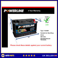 AGM Battery fits PORSCHE 718 BOXTER BOXSTER 718 911 Stop Start 110 AGM