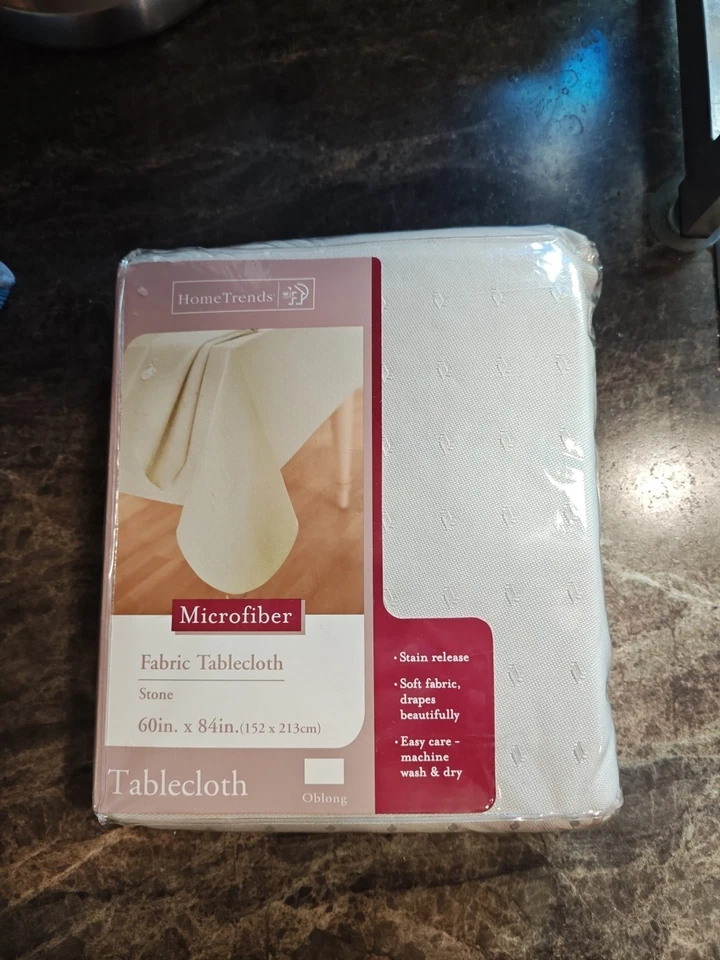 Home Trends Tan Stain Release Poly Microfiber Tablecloth 60" x 84" Oblong - Image 2 of 3