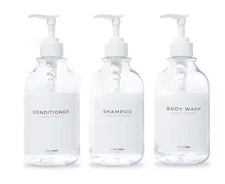 Refillable Shampoo and Conditioner Bottles - 16.9 fl oz - Set of 3 Clear