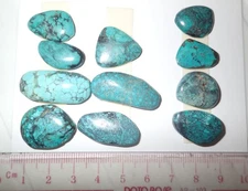 Turquoise Stone Flat Free Form Cabochon 111 Carat 11 pieces 22.2 gram