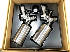 Air Spray Gun Kit 31VLP003-2-1318 HVLP Gravity Feed 2 Set Paint Sprayer Chrome