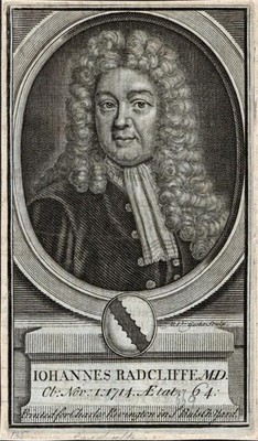 John Radcliffe Portrait - Michael Vandergucht - Antique Engraving