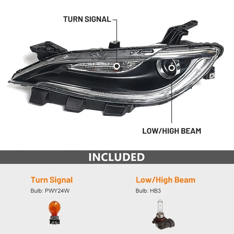 For 2015-2017 Chrysler 200 S Sedan Halogen Headlight  w/o LED DRL Driver Side - Image 2 of 4