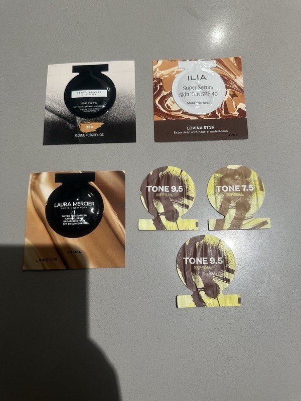 Makeup Foundation And Concealer Sample Bundle~ FENTY, ILIA, Laura Mercier, KOSAS