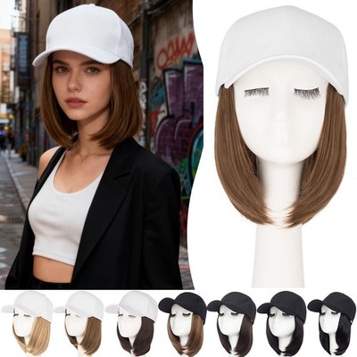 Instant Style 6'' Straight Cap Wig | Adjustable Baseball Hat with Attached Hair