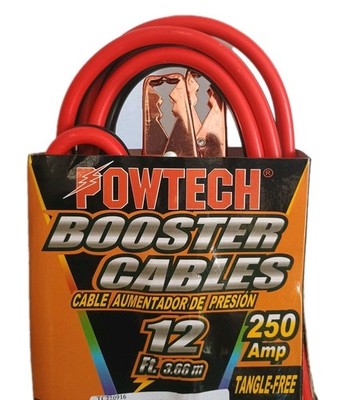 HEAVY DUTY 10 GAUGE 12 FT BATTERY BOOSTER CABLE EMERGENCY POWER JUMPER 250 AMP  