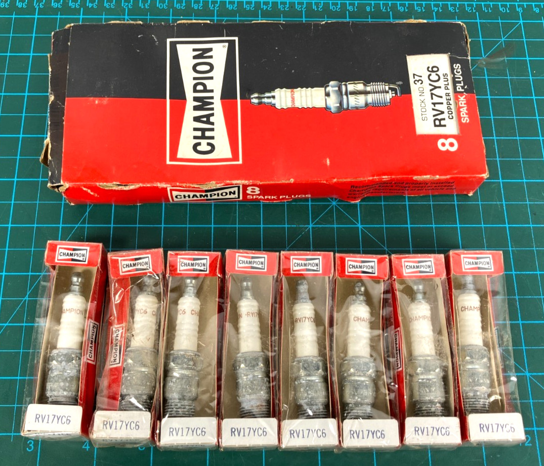 Vintage Champion RV17YC6 Resistor Spark Plugs NOS In Boxes lot of 8