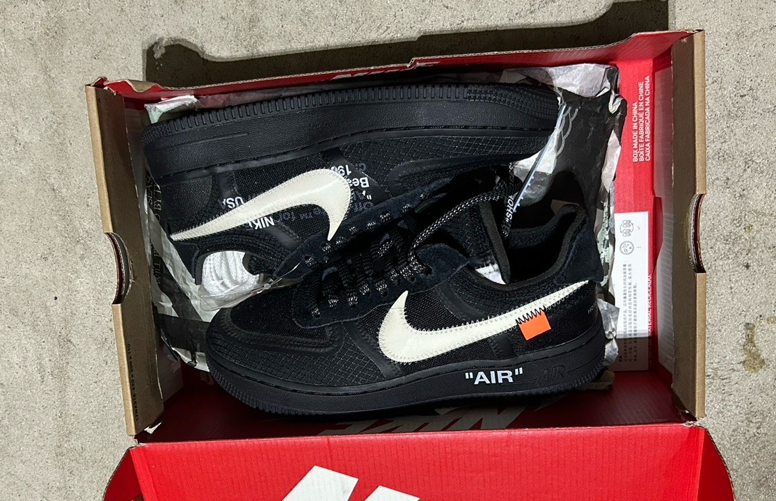 OFF WHITE X NIKE Taglia 4.5 Nike Air Force 1 Low x OFF WHITE nere 2018 nuove originali tutte