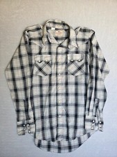 Vtg Dee Cee Brand Western Pearl Snap Shirt Sz 15.5-35 Plaid Cowboy Grunge Black