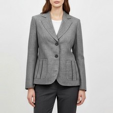 BOGNER Light Gray Linen Virgin Wool Silk Blend Blazer Jacket Women  s Size 10