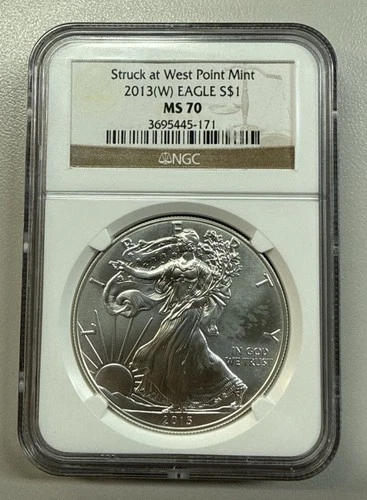 2013(W) American Silver Eagle $1 NGC MS70- Struck At West Point Mint-1oz Silver
