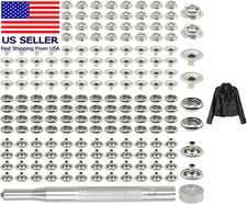 200Pcs(50 Sets) 15Mm Heavy Duty Stainless Steel Snap Buttons Kit,Silver Snap Fas