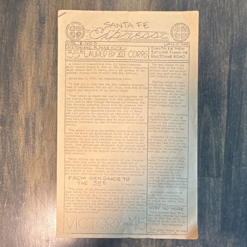 Original WWII Santa Fe Express Newspaper Jan 1945 35th Infantry Div Bastogne A30