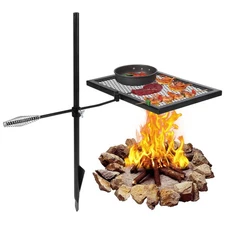 REDCAMP Swivel Campfire Grill Heavy Duty Steel Grate, Over Fire Camp with