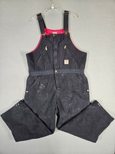 Vintage USA MADE Carhartt Black Quilted Lined Duck Bib Overalls 38x30