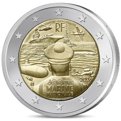 2026 France   2 Euro Uncirculated UNC Coin - French Navy 400 Years