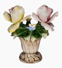 Capodimonte Porcelain Flower Bouquet Small 6" Floral Arrangement - Italy