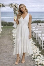 Kobi Halperin “Claudette”  Hammered Satin Dress in Ivory (M)