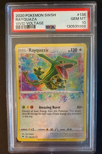 Pokémon TCG SWSH Rayquaza Card 138/185 Amazing Rare Vivid Voltage PSA 10 GEM MT