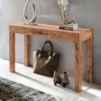 FineBuy Konsolentisch Holz Akazie Anrichte Massiv Holztisch Schreibtisch Tisch