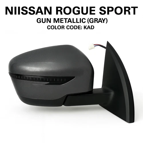 NEW GRAY Power Mirror fits 2017-2022 Nissan Rogue Sport Pass RT Side w/Signal 