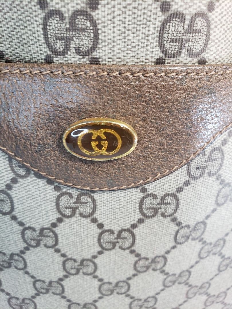 GUCCI Vintage Sherry Line GG Supreme Tote Bag B-013 Used Leather 37cm thumbnail 4