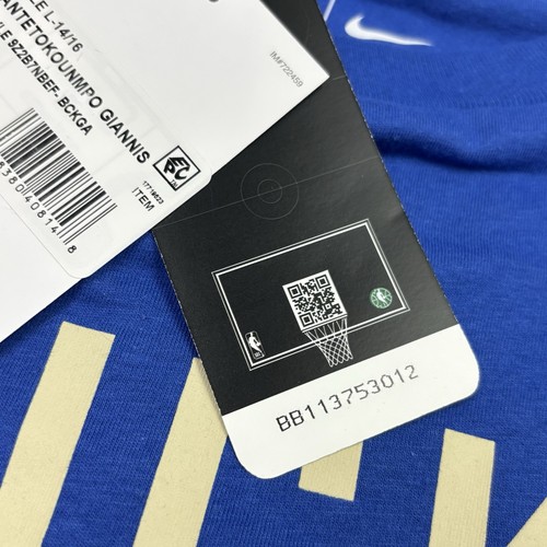 Giannis Antetokounmpo Milwaukee Bucks Nike City T-Shirt Jersey Large 14/16 NWT - Picture 13 of 17