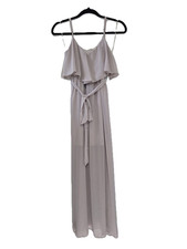 Poetry Women’s Maxi Dress Sheer Light Mauve Adjustable Straps with Tie - S, READ