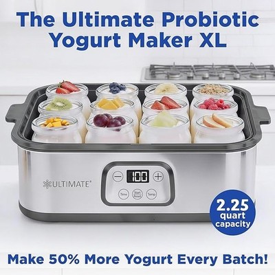 Ultimate Probiotic Yogurt Maker Machine Temperature &Time Control w/8 Glass Jars