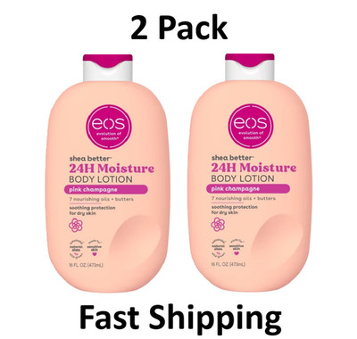 eos Shea Better Body Lotion for Dry Skin, Pink Champagne, 16 fl oz, 2 Pack