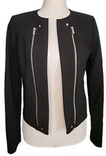 Moto Jacket Calvin Klein Women's Petite 6P Black Quiet Luxury Blazer