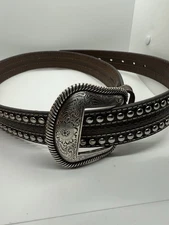 Nocona Belt Co. Leather Belt  Mens 38 Western Studded Brown