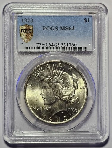 1923-P Peace Dollar $1 Coin ~ 90% Silver ~ PCGS MS64 (M106)