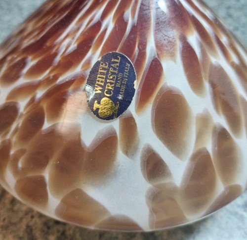 Amber Italian Vase By White Crystal Hand Blown Art Glass - Picture 5 of 8