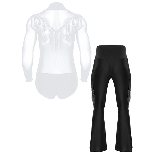 Mens Latin Tango Dance Costume Sequined Tassels Rhinestones Bodysuit with Pants - Picture 33 of 219