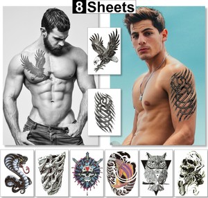 8 Tatuajes Temporales Para Hombres Y Chicos Impermeable Brazos