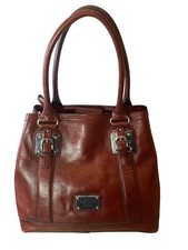 Vintage Pelle Studio Genuine Leather Brown Tote Handbag Large Purse Dual Handles