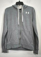Under Armour Mens Gray Long Sleeve Full Zip Loose Fit Hoodie Sweatshirt M